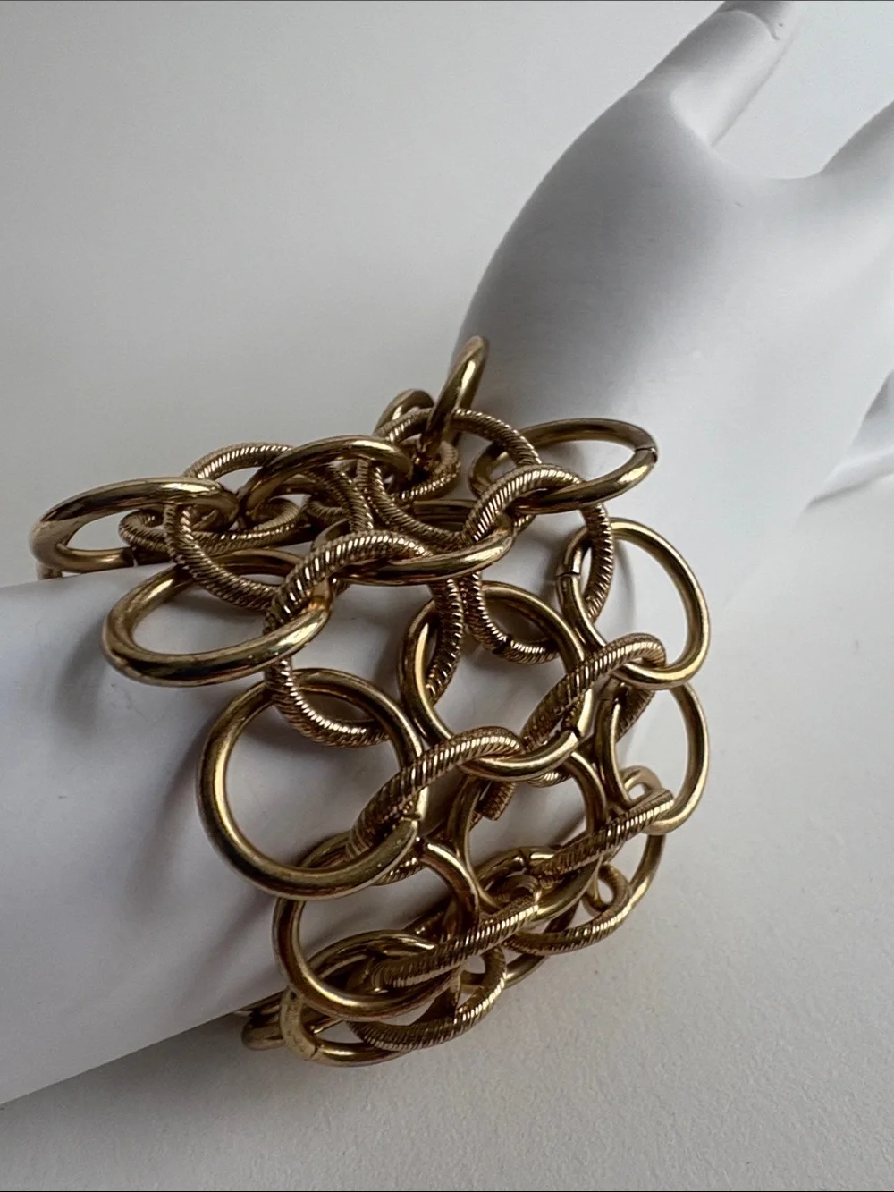 Gold Chain Link Bracelet Bold Interlocking Statement Women Jewelry
